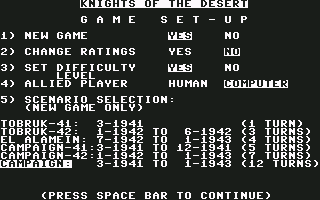 Knights Of The Desert screenshot 3 for Commodore 64